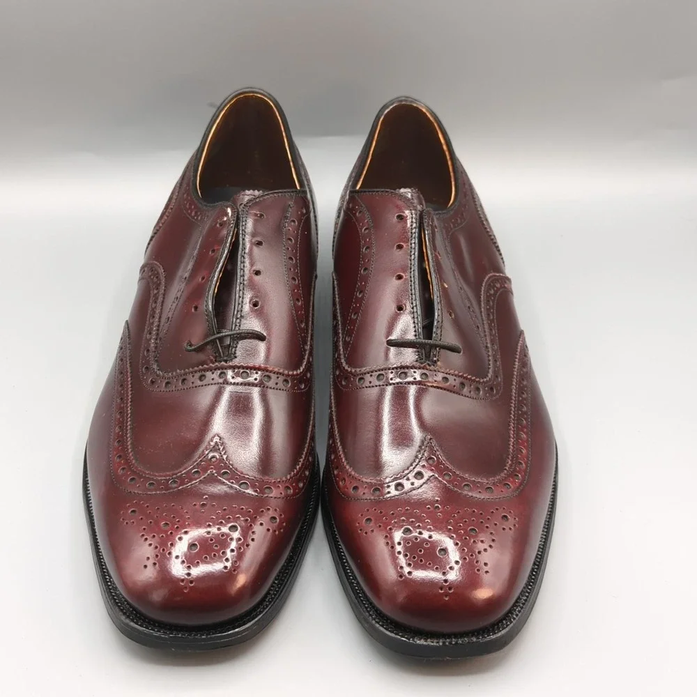 NIB Johnston & Murphy Made in USA Burgundy Wingtip Dress Shoes 10.5 C Vintage